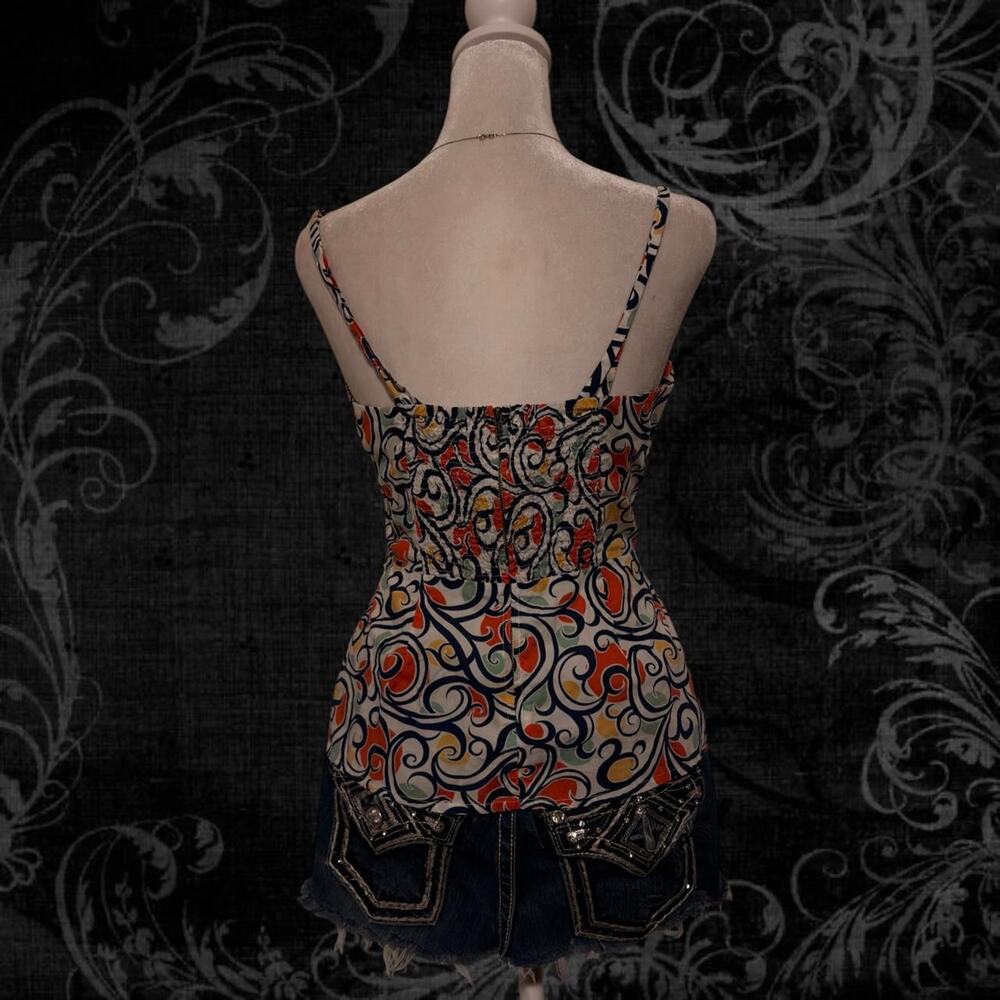 mix colors swirl Y2k retro boho whimsical fairy vintage cami top - Picture 6 of 8